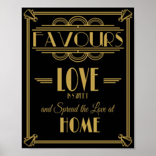 Art Deco-favoritsvensk utskrift för bröllop Poster