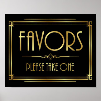 Art Deco FAVORS - TA ETT TECKEN Poster