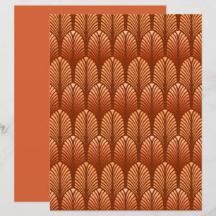 Art Deco Feather Mönster, Copper and Brown