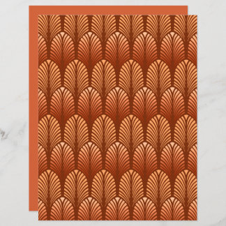 Art Deco Feather Mönster, Copper and Brown