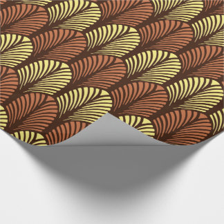 Art Deco Feather Mönster, Mörk Brown och Rust Presentpapper