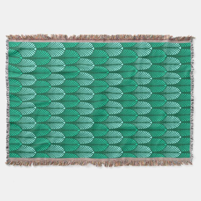 Art Deco Feather Mönster, Turquise och Aqua Mysfilt (Framsidan)