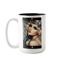 Art Deco Femme Fatale Mugg (2 ton svart)