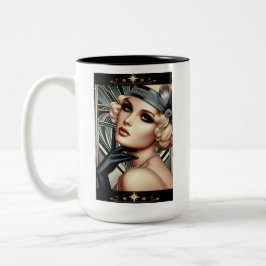 Art Deco Femme Fatale Mugg (2 ton svart)