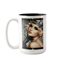 Art Deco Femme Fatale Mugg (2 ton svart)