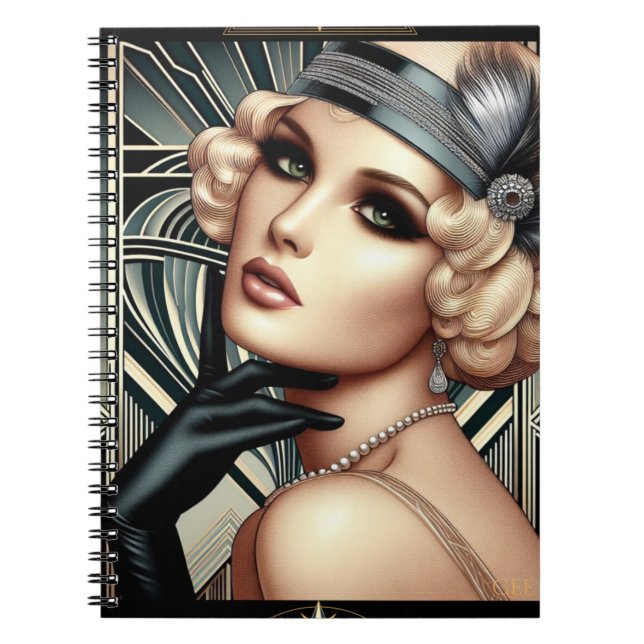 Art Deco Femme Fatale Planner Anteckningsbok (Framsidan)