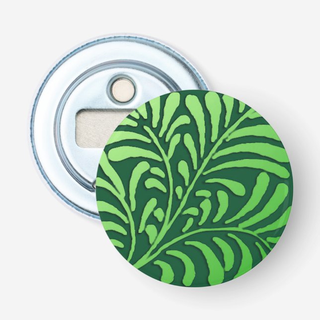 Art Deco fern mönster - gröntens nyanser Flasköppnare (Framsidan)