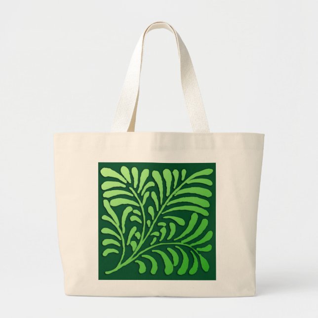 Art Deco fern mönster - gröntens nyanser Jumbo Tygkasse (Framsidan)