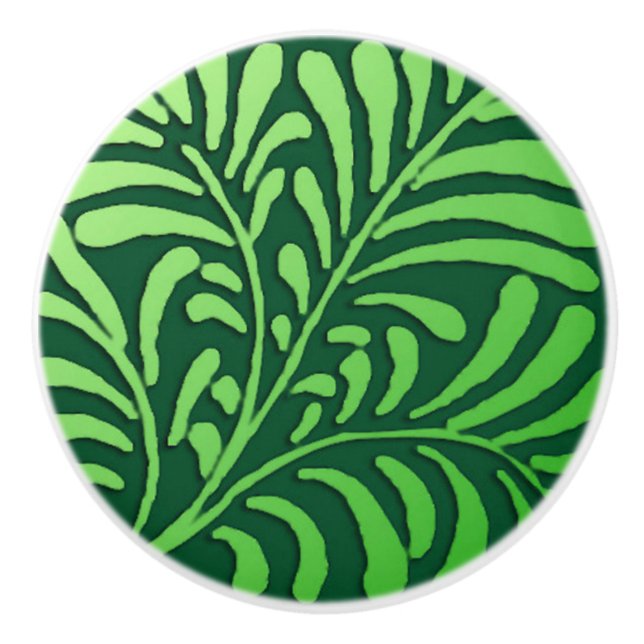 Art Deco fern mönster - gröntens nyanser Knopp (Framsidan)