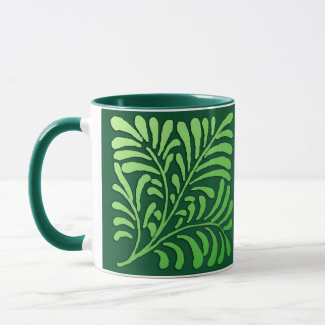 Art Deco fern mönster - gröntens nyanser Mugg (Vänster)