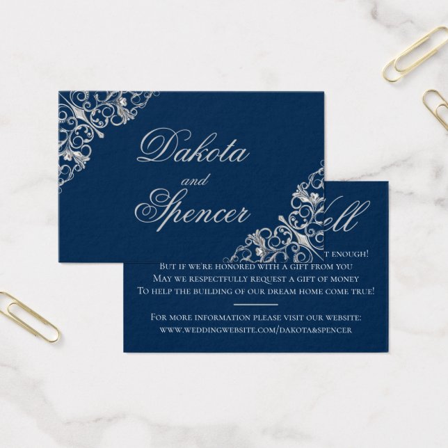 Art Deco Filigree | Blåfiskbrunn i Silver Visitkort (Kontor)