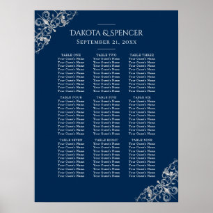 Art Deco Filigree Silver Grått Sjöfartsschema Poster