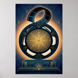 Art Deco filmrulle guld och midnattblå Poster