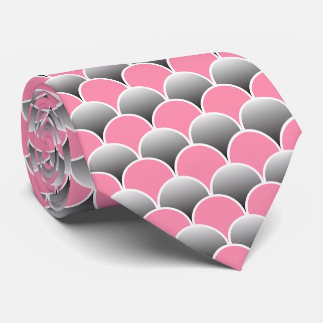 Art Deco Fish  Fläkt Mönster, Rosa Grått White Slips (Rullad)