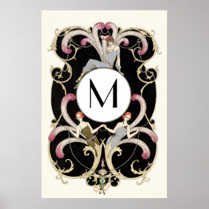 ART DECO FJÄDRAR, MODESMYCKES MONOGRAM POSTER