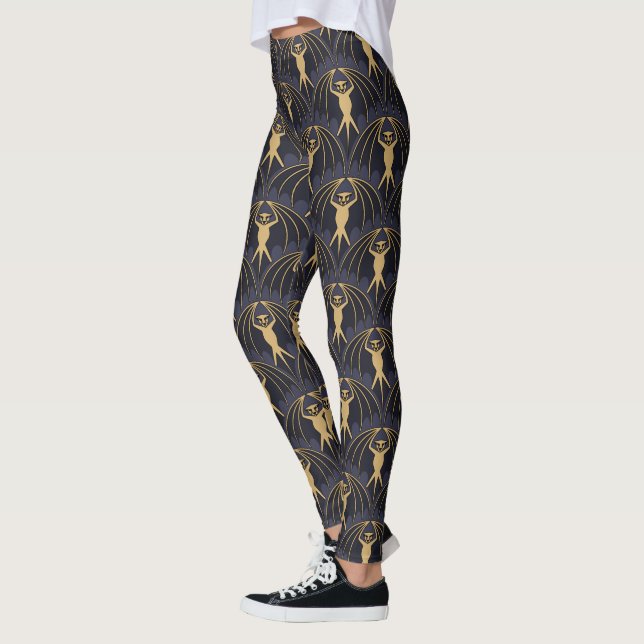 Art Deco Fladdermus Mönster Leggings (Vänster)
