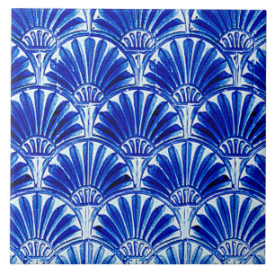 ART DECO FLÄKT BLUE KAKELPLATTA