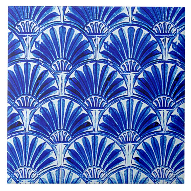 ART DECO FLÄKT BLUE KAKELPLATTA (Framsidan)