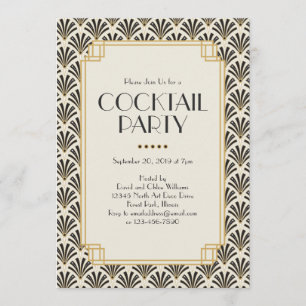 Art Deco Fläkt Cocktail Party 3 Inbjudningar