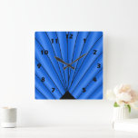 Art Deco Fläkt Design Deep Blue Fyrkantig Klocka<br><div class="desc">Bild av väggurteckning som du kan anpassa med valfri text. Om du behöver hjälp med att anpassa kontaktar du oss genom länken på den här sidan. Klocka för dekoväggen.</div>
