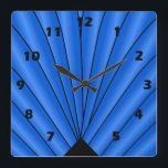 Art Deco Fläkt Design Deep Blue Fyrkantig Klocka<br><div class="desc">Bild av väggurteckning som du kan anpassa med valfri text. Om du behöver hjälp med att anpassa kontaktar du oss genom länken på den här sidan. Klocka för dekoväggen.</div>