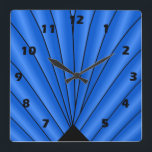 Art Deco Fläkt Design Deep Blue Fyrkantig Klocka<br><div class="desc">Bild av väggurteckning som du kan anpassa med valfri text. Om du behöver hjälp med att anpassa kontaktar du oss genom länken på den här sidan. Klocka för dekoväggen.</div>