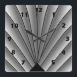 Art Deco Fläkt Design Grått Square Wall Clock Fyrkantig Klocka<br><div class="desc">Bild av väggurteckning som du kan anpassa med valfri text. Om du behöver hjälp med att anpassa kontaktar du oss genom länken på den här sidan. Klocka för dekoväggen.</div>
