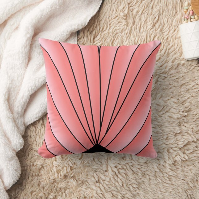 Art Deco Fläkt Design Rosa Dekorativ kudde (Filt)