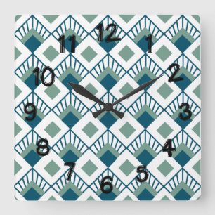 Art Deco Fläkt  Fyrkantig Klocka