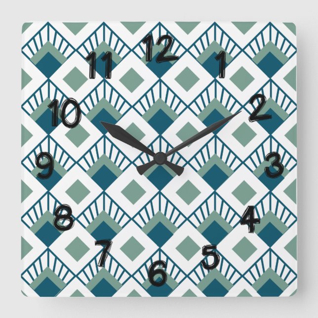 Art Deco Fläkt  Fyrkantig Klocka (Framsida)