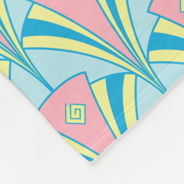 Art Deco Fläkt Miami Repeat Mönster Fleecefilt (Hörn)