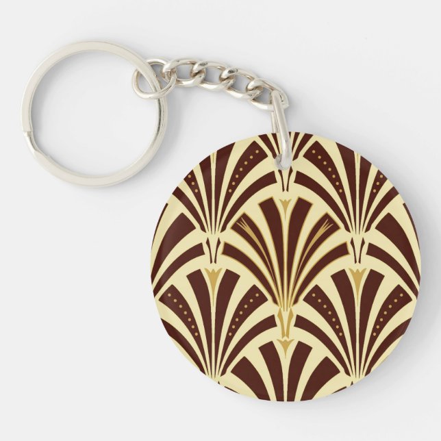 Art Deco fläkt mönster - choklad på grädde (Framsidan)