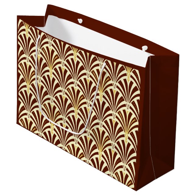 Art Deco fläkt mönster - choklad på grädde (Framsidan Vinklad)