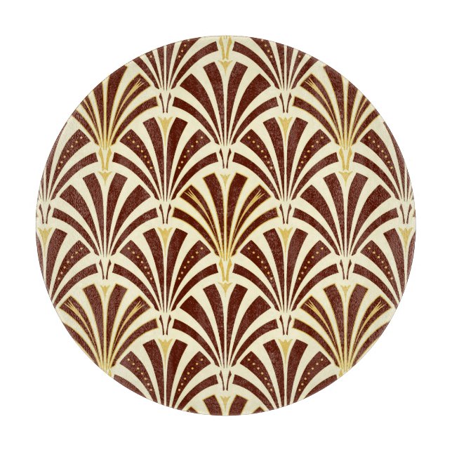 Art Deco fläkt mönster - choklad på grädde (Framsidan)