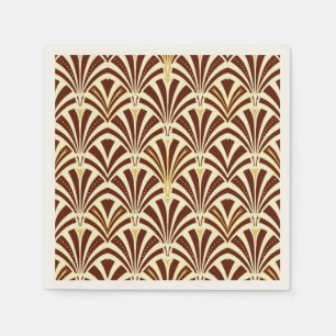 Art Deco fläkt mönster - choklad på grädde Pappersservett