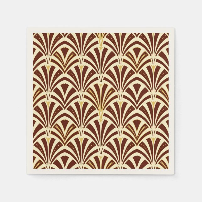 Art Deco fläkt mönster - choklad på grädde Pappersservett (Framsidan)