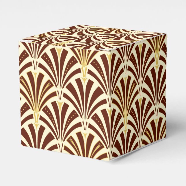 Art Deco fläkt mönster - choklad på grädde Presentaskar (Framsidan Sidan)