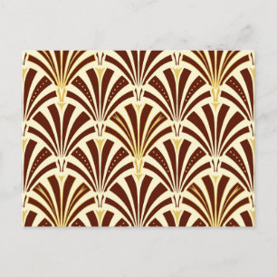 Art Deco fläkt mönster - choklad på grädde Vykort