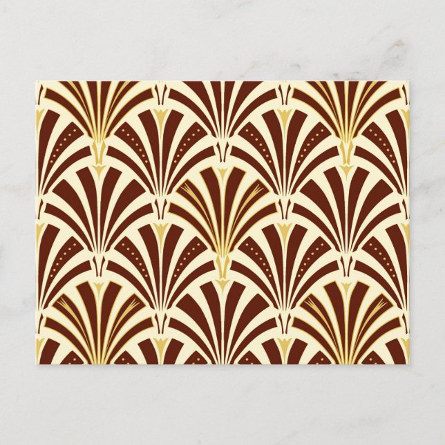Art Deco fläkt mönster - choklad på grädde Vykort (Framsida)