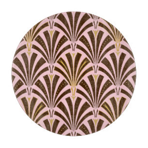 Art Deco fläkt mönster - choklad på rosa