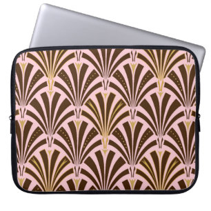 Art Deco fläkt mönster - choklad på rosa Laptop Fodral