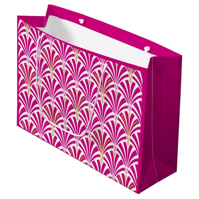 Art Deco fläkt mönster - fuchsisk rosa (Framsidan Vinklad)