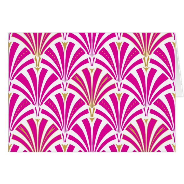 Art Deco fläkt mönster - fuchsisk rosa OBS Kort (Framsidan Horizontal)