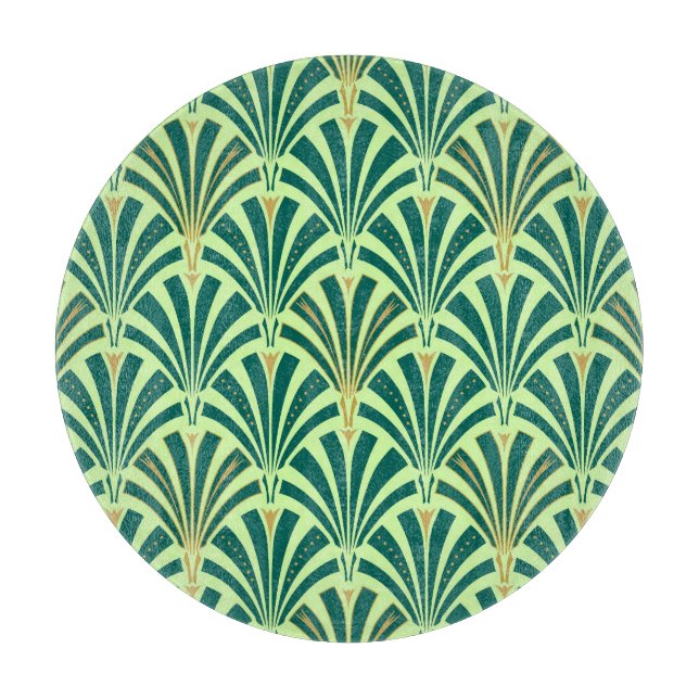 Art Deco fläkt mönster - gräs och myntgrönt (Framsidan)