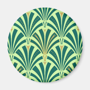 Art Deco fläkt mönster - gräs och myntgrönt Magnet
