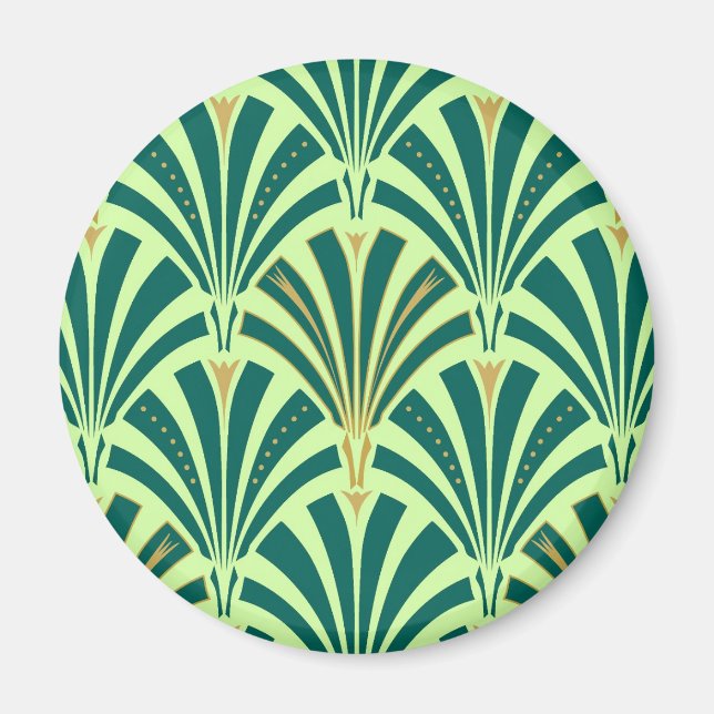 Art Deco fläkt mönster - gräs och myntgrönt Magnet (Framsidan)