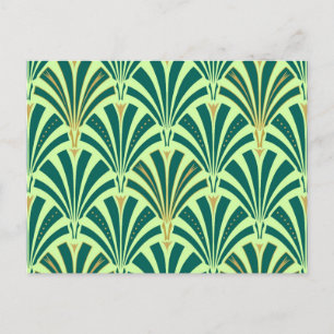Art Deco fläkt mönster - gräs och myntgrönt Vykort