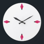 Art Deco Fläkt Mönster i klämparna Large Clock Stor Klocka<br><div class="desc">Skapat från den klassiska konsten deco fläkt mönster som återskapades i skuggor av rosa,  rött och svart</div>