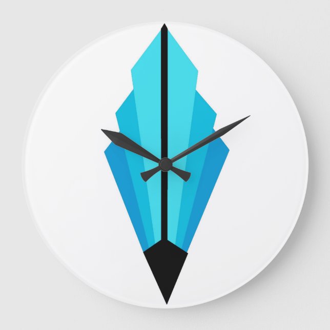 Art Deco Fläkt Mönster i ljusbladen Stor Klocka (Framsida)