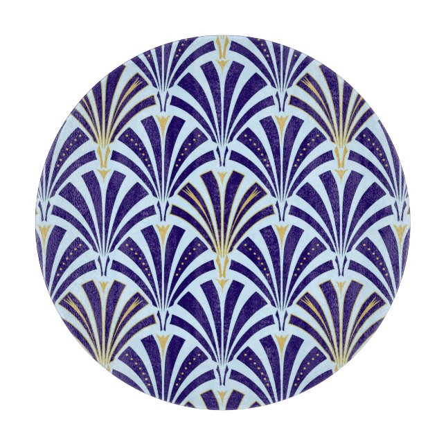 Art Deco fläkt mönster - kobolt och himlar blå (Framsidan)